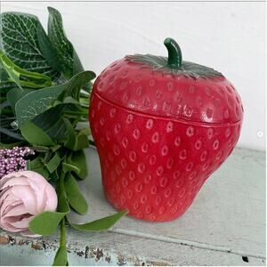Vintage Milk Glass Strawberry Jam Jelly Jar Hazel Atlas